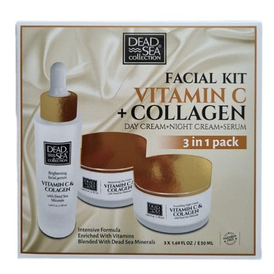 Dead Sea Collection Facial Kit Vitamin C - Collagen Night & Day Cream + Face Serum