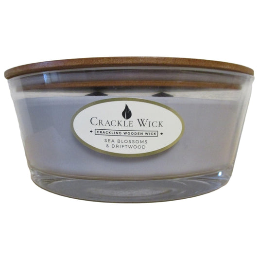 Crackle Wick Candle - Jar With Lid - (Sea Blossom & Driftwood) 485g