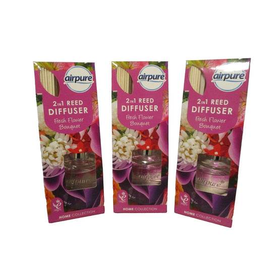 3 Pack x 30ml (Fresh Flowers Bouquet) Reed Diffuser Set Home Collection
