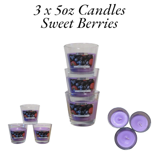 Wickford & Co - 5oz Open Varese Candle - Pack of 3 Candles (Sweet Berries)