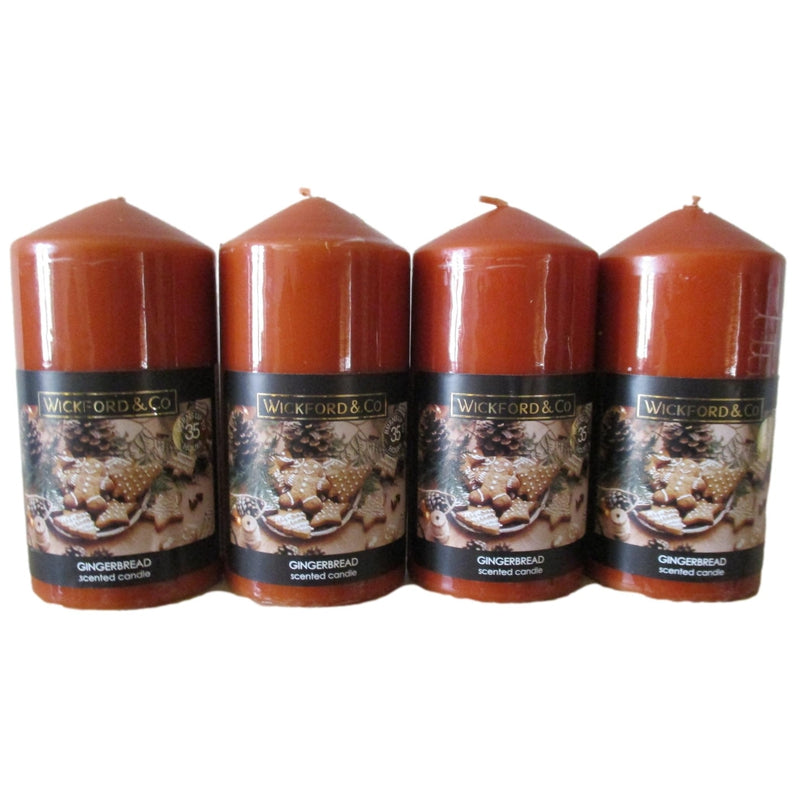 Scented Candle in Pillar Shaped - Pack of 4 Candles (Gingerbread)
