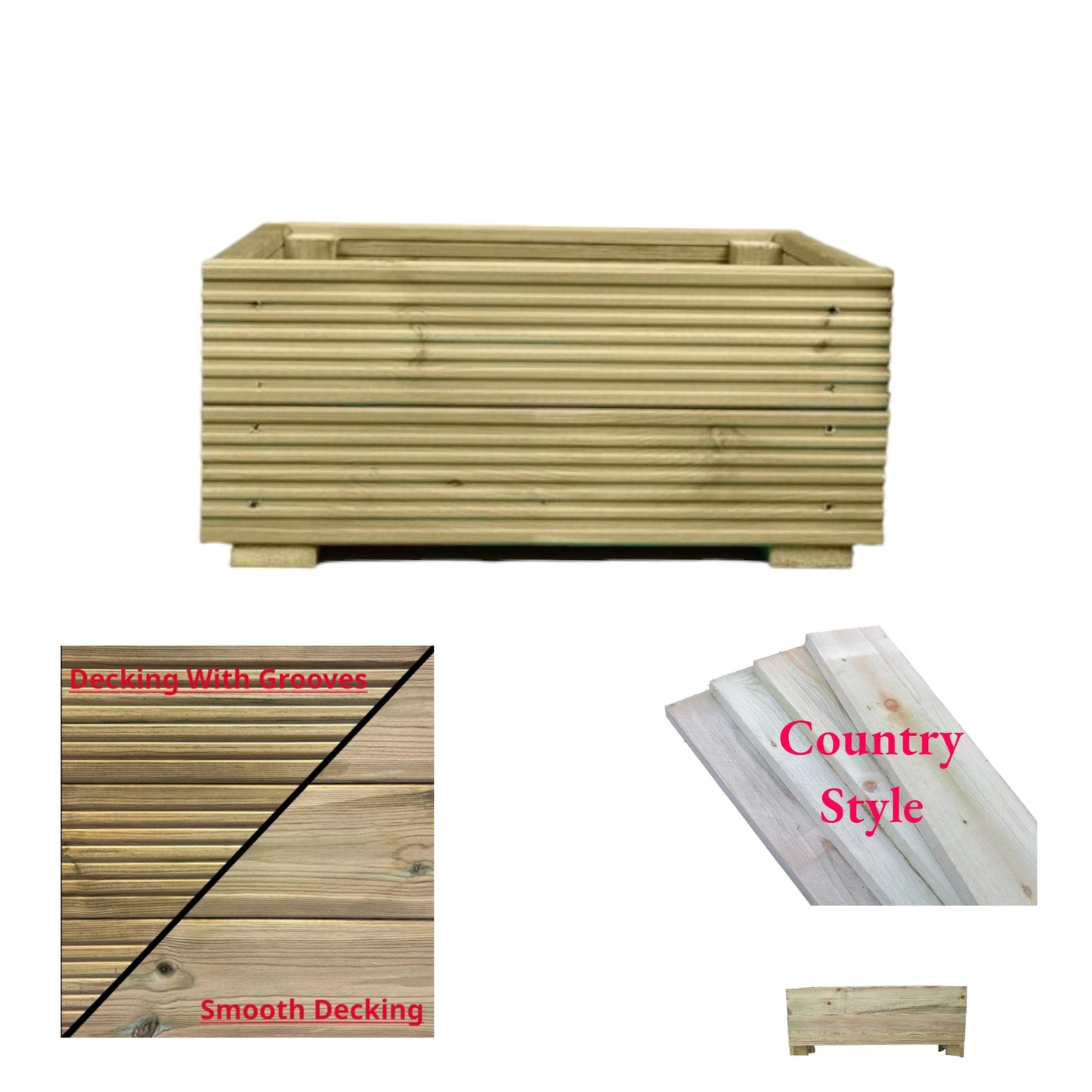 Two Tier Corner Wooden Decking Planter - 32CM (H) 60cm (W) 60cm (L)