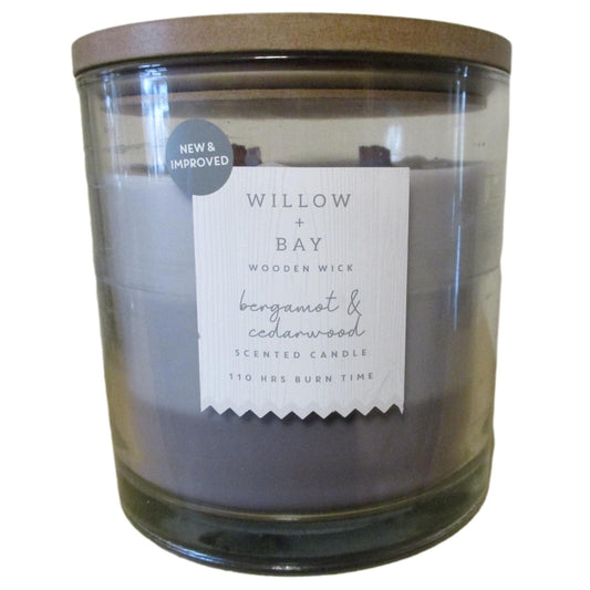 Willow Bay Crackling Wick Candle - Bergamot & Cedarwood - 1400g (110hrs Burning Time)
