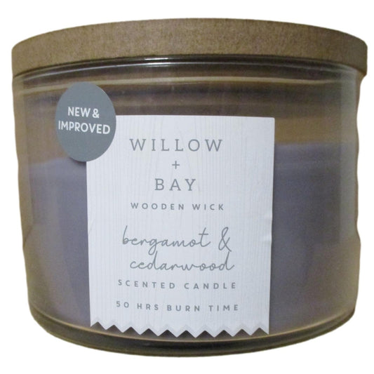 Willow Bay Crackling Wick Candle - Bergamot & Cedarwood - 470g (50hrs Burn Time)