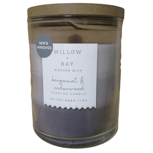 Willow Bay Crackling Wick Candle - Bergamot & Cedarwood - 570g (80hrs Burn Time)