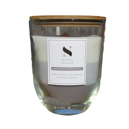 Natura Crackle - Candle in Glass Jar - Bergamot & Cedarwood  – 620g