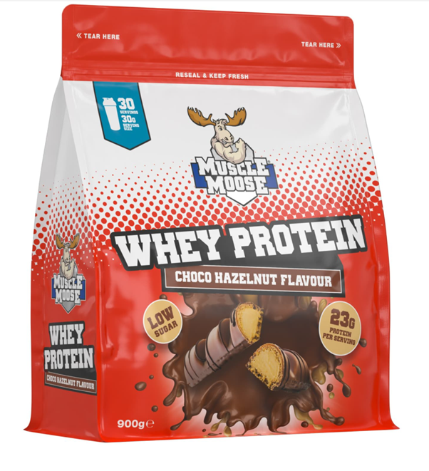 Muscle Moose Whey Protein 900g Choco Hazelnut Flavor.