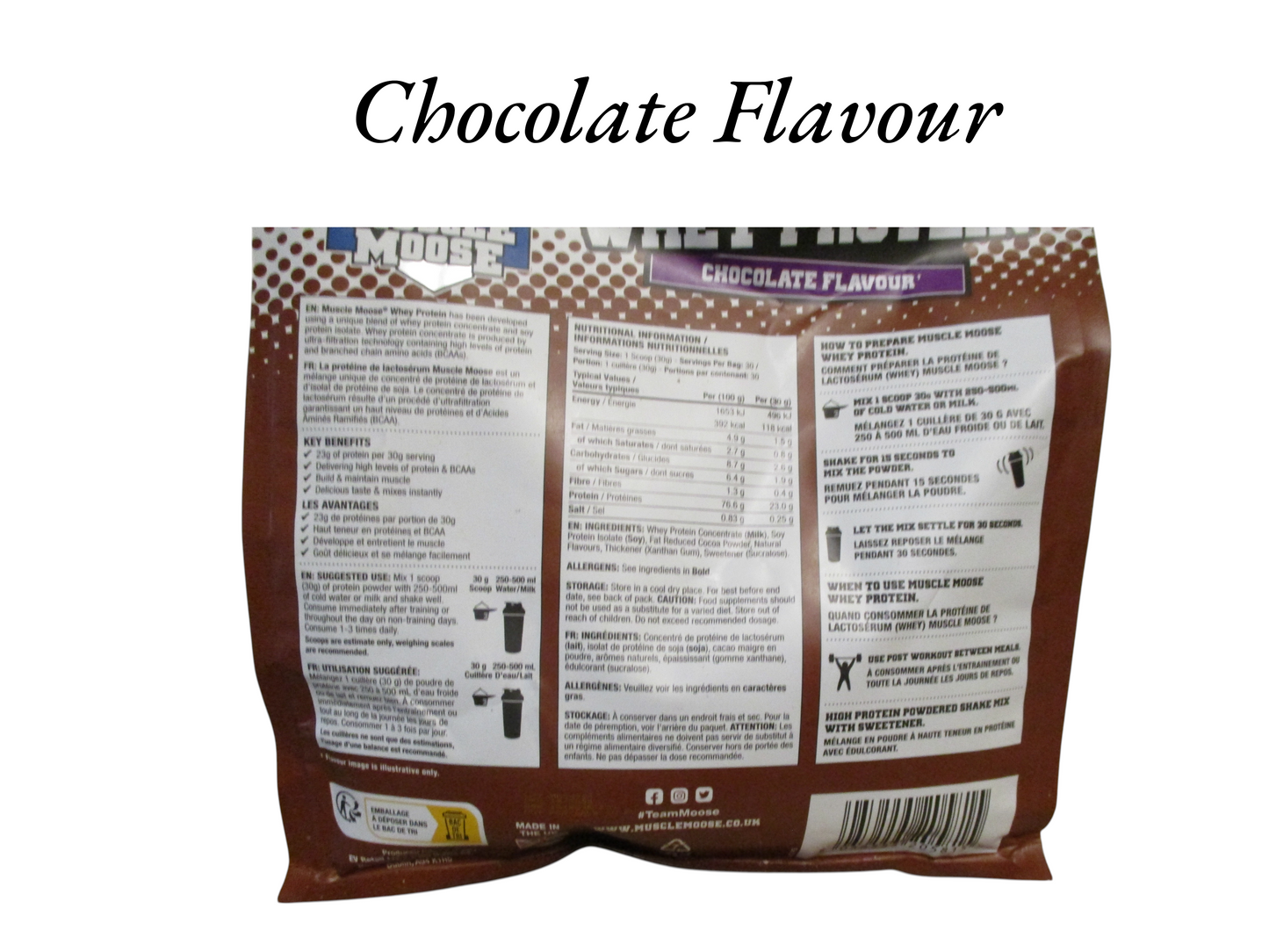 Muscle Moose Whey Protein 900g Chocolate Flavour.