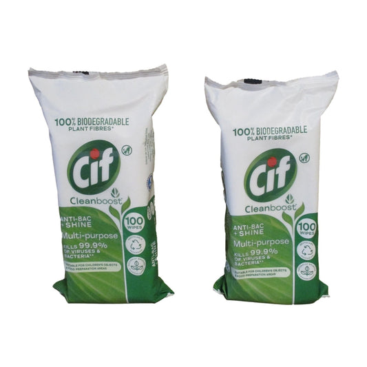 Cif Power & Shine Multi-Purpose Large & Thick Wipes (2 x 100 Wipes)