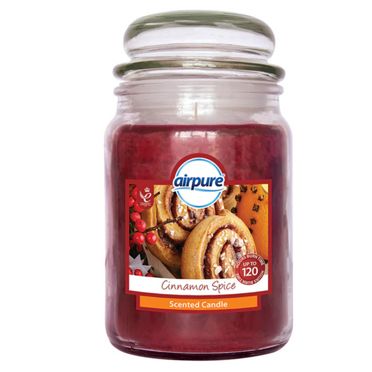 Airpure Candle - "Cinnamon Spice" - 510g /120hr Burn Time (Clean Burn Candle)