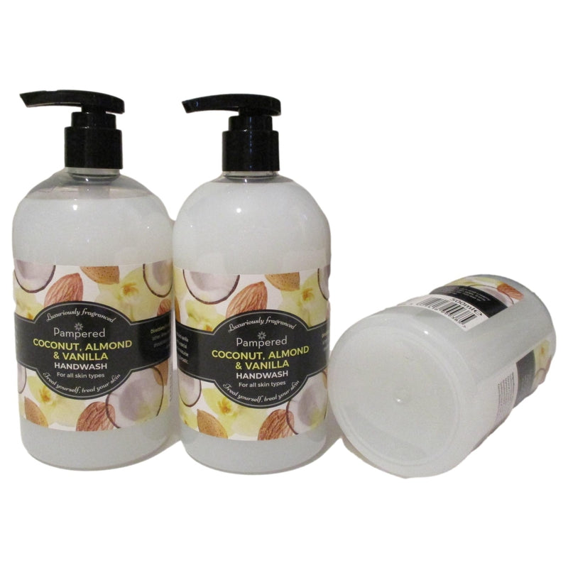 Pampered Coconut, Almond & Vanilla Hand Wash 3 x 500ml
