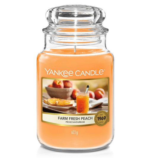 Yankee Candle Scented Large Jar Farm Fresh Peach, Up to 150hrs Burning Time