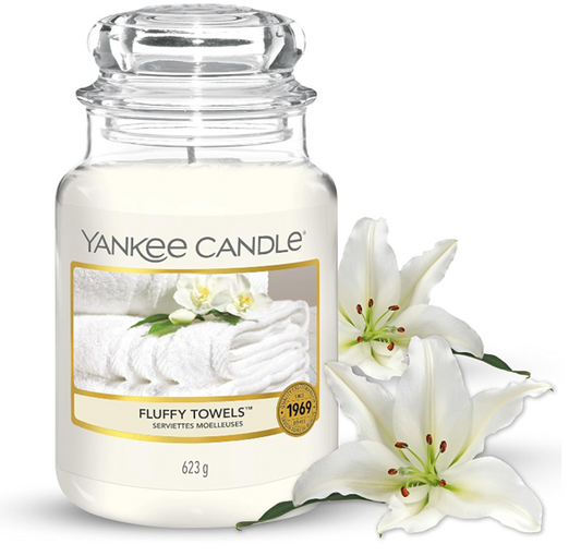Yankee Candle Large Jar - Fluffy Towels - Burn Time 150 Hours - 623g