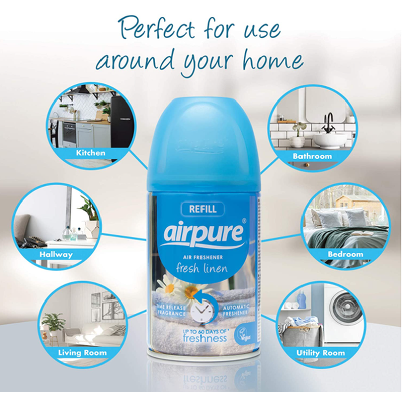 Airpure Air-O-Matic Air Freshener Refill - Fresh Linen Fragrance x 3