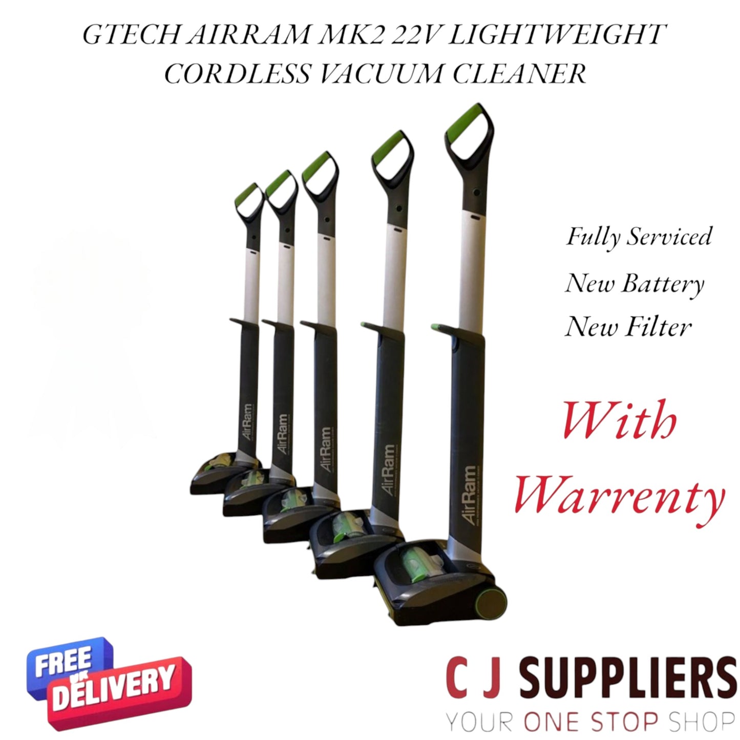 GTECH AIRRAM MK2 22V LIGHTWEIGHT CORDLESS VACUUM CLEANER(New Battery & Filter)