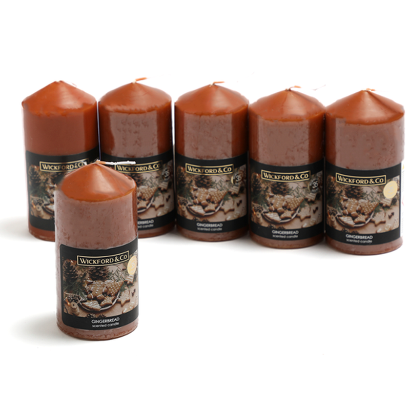 Scented Candle in Pillar Shaped - Pack of 4 Candles (Gingerbread)