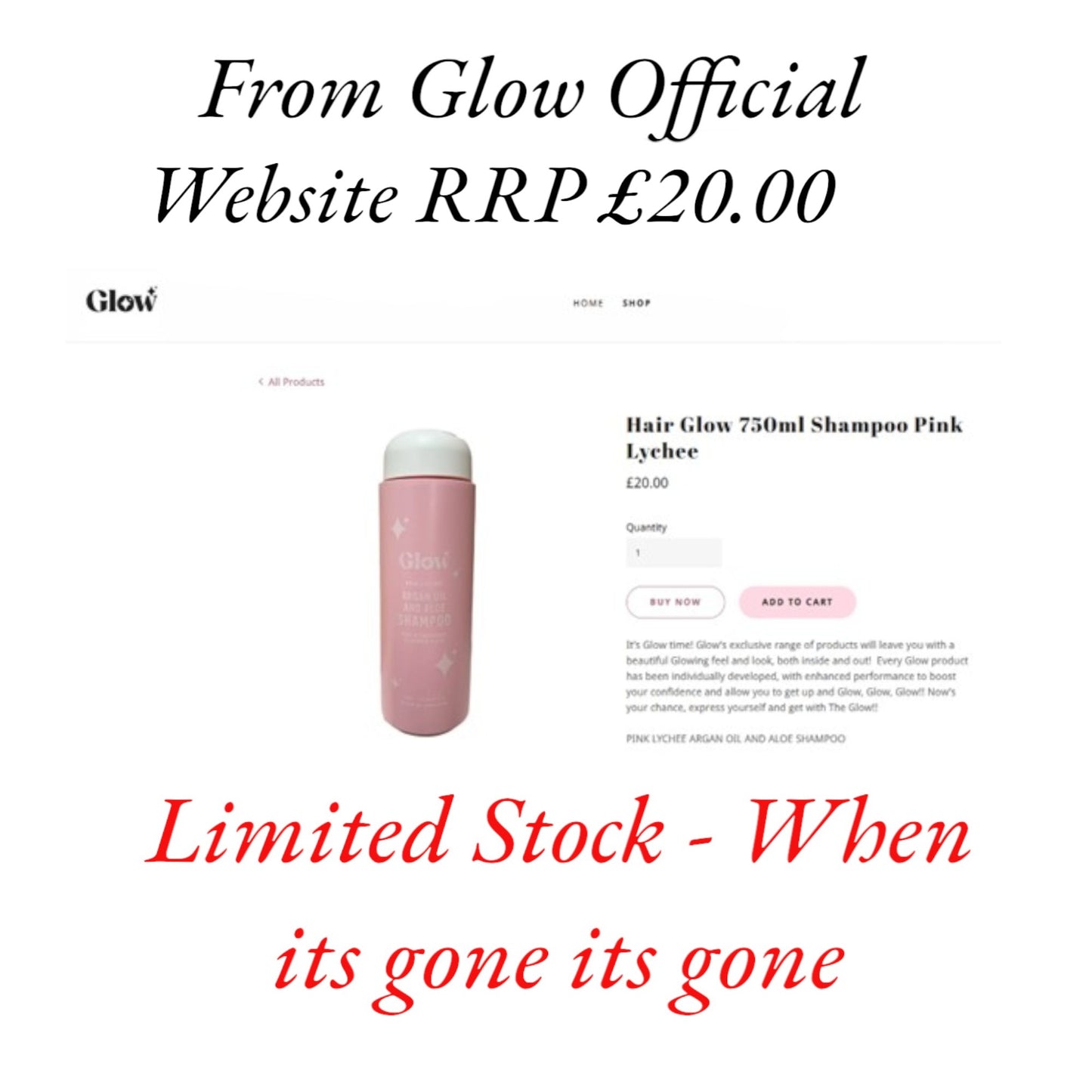 Hair Glow 750ml Shampoo Pink Lychee