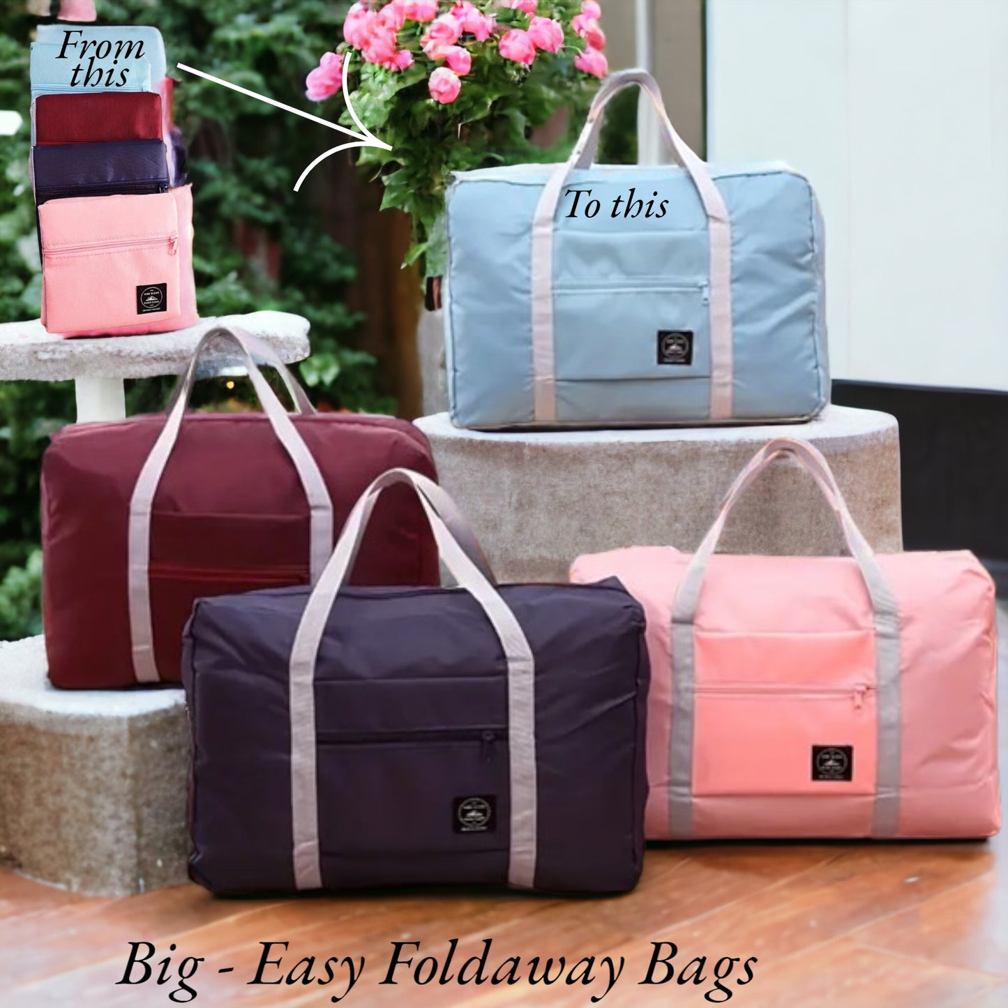 Handy Fold- Away - Under Seat Cabin Bag - Flight Hand Luggage 45cm x 30cm x 13cm