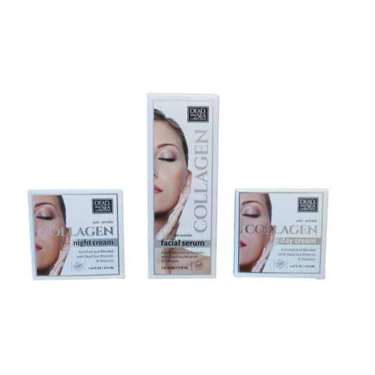 Dead Sea - Collagen Anti-Wrinkle Day & Night Cream & Facial Serum 3 x 50 ml