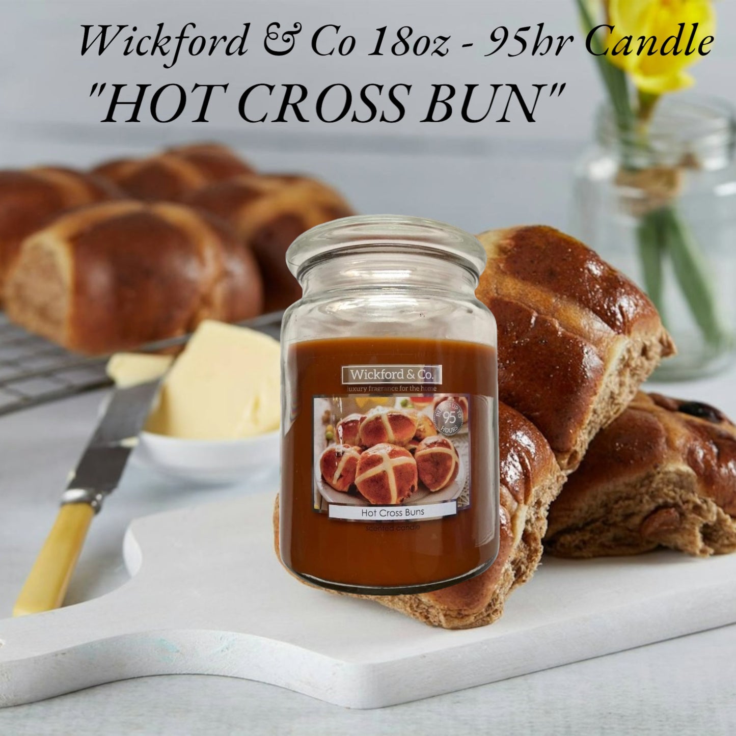 Luxury Scented Candle - (Hot Cross Bun) - (By Wickford & Co)