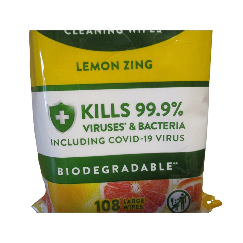 Zoflora Antibacterial Multi Surface Cleaning - Lemon Zing - 108 Wipes x 2pk