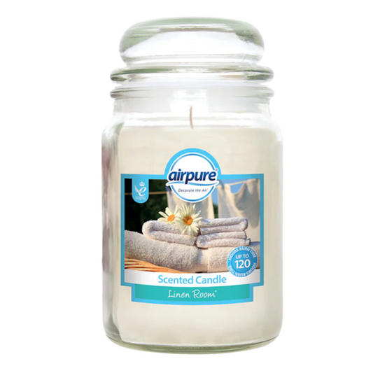 Airpure Candle - "Linen Room" - 510g /120hr Burn Time (Clean Burn Candle)