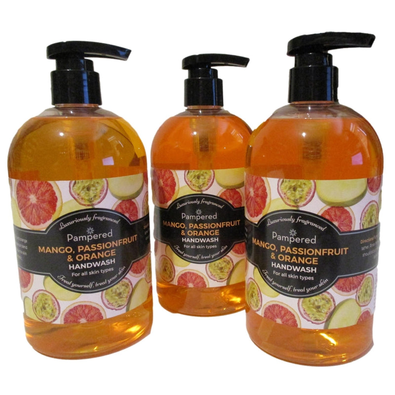 Pampered - Orange, Mango Passion Fruit - Hand Wash 3 x 500ml