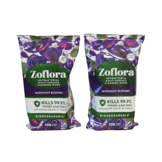 Zoflora Antibacterial Multi Surface Cleaning - Midnight Bloom- 108 Wipes x 2pk