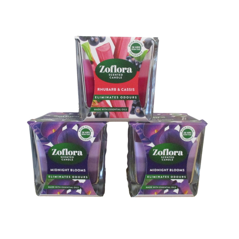Zoflora Scented Candles - Choice: Midnight Blooms, Rhubarb & Cassis, Linen Fresh