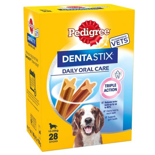 Pedigree Dentastix 2 Packs Of 28 Sticks (56 In Total) For Medium Dogs (10-25kg)