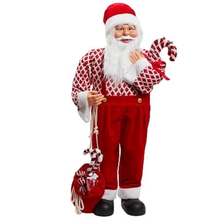 XL Santa Decoration Soft Plush Standing Figure- Xmas Statue 90cm (Candy)