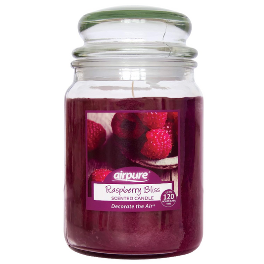 Airpure Candle - Raspberry Bliss - 510g /120hr Burn Time (Clean Burn Candle)