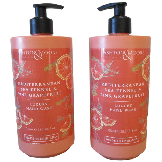 Ashton Moore London Design - Mediterranean Sea Fennel Pink Grapefruit - Luxury Hand Wash 2 x 750ml Hand Wash
