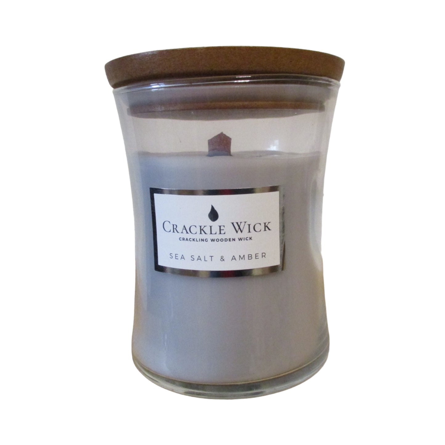 Crackle Wick - Sea Salt & Amber - Single Wick Candle Medium Hourglass 310g