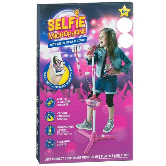 Selfie Microphone With Selfie Stick & Stand Kids Karaoke Sing Along Toy Playset