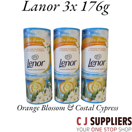 Lenor Beads In-Wash Scent Booster, 3 x 176g Pack's, (Orange Blossom & Costal Cypress)