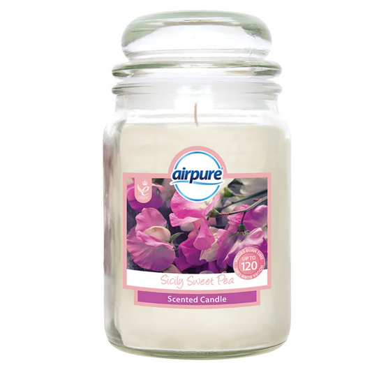 Airpure Candle - "Sicily Sweet Pea" - 510g /120hr Burn Time (Clean Burn Candle)