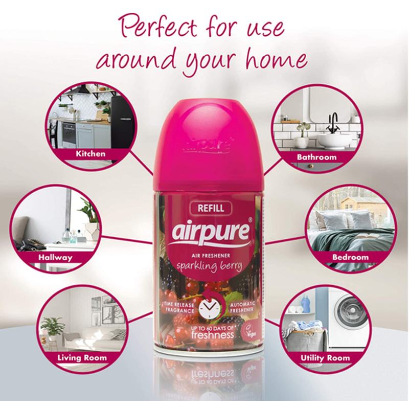 Airpure Air-O-Matic Air Dispenser & 3 x Refill's - Sparkling Berry Fragrance