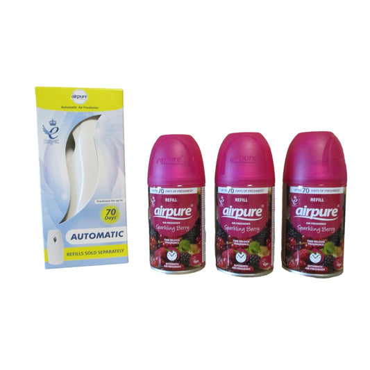 Airpure Air-O-Matic Air Dispenser & 3 x Refill's - Sparkling Berry Fragrance