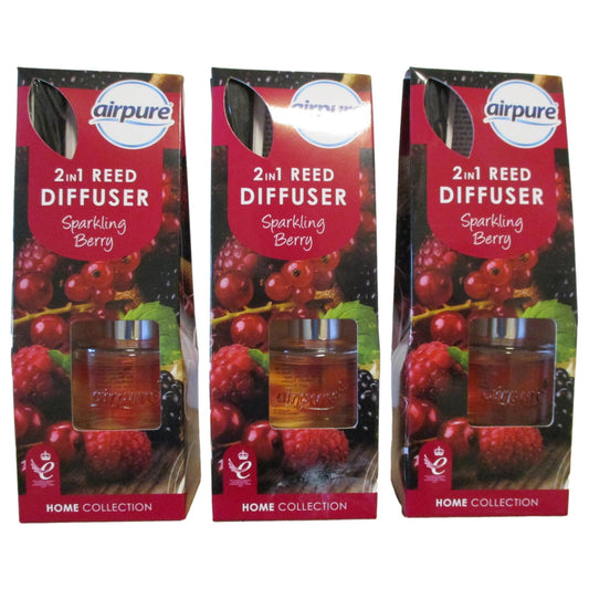 3 Pack x 30ml (Sparkling Berry) Reed Diffuser Set Home Collection