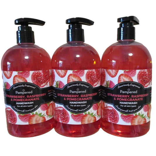 Pampered - Strawberry, Raspberry & Pomegranate - Hand Wash 3 x 500ml