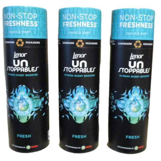 Lenor XL UN-Stoppables Beads In-Wash Scent Booster, 3 x 245g Pack's, (Fresh)