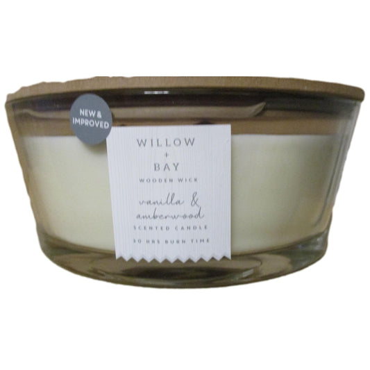 Willow Bay Crackling Wick Candle - Vanilla Amberwood - 484g (30hrs Burn Time)