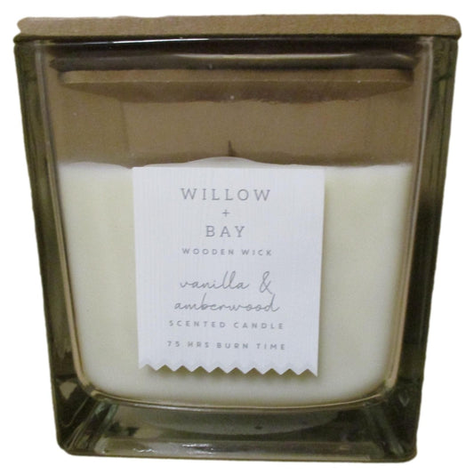 Willow Bay Crackling Wick Candle - Vanilla Amberwood - 680g (75hrs Burn Time)