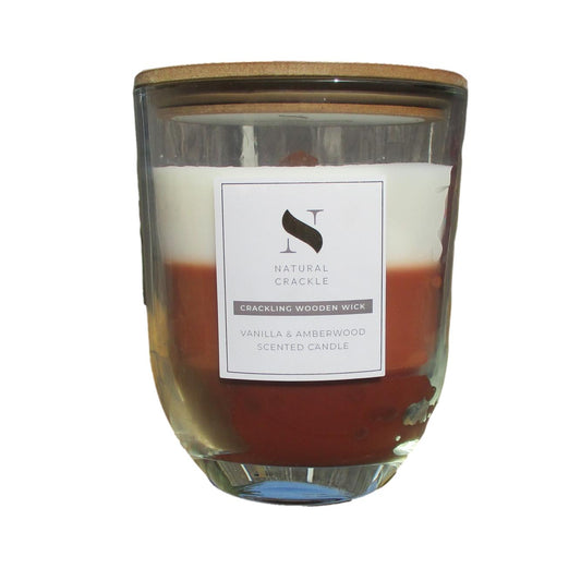 Natura Crackle - Candle in Glass Jar - Vanilla & Amberwood – 620g