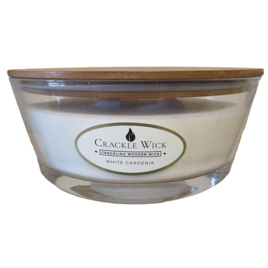 Luxury Scented Candle - Crackle Wick Jar With Lid - (White Gardenia)