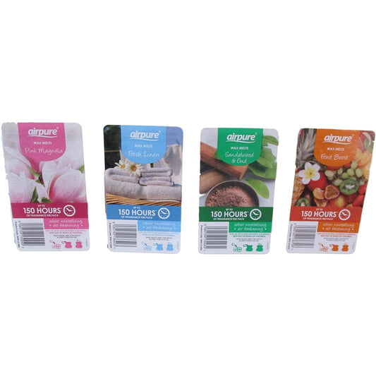 Scented Candles - Wax Melts - Air Freshening Odour Neutralising - Use with Wax Warmers or Burners 4 Flavours by Airpure - Variety Pack (1)