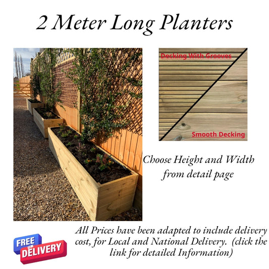 2M Long XL Decking / Smooth or Country Style - Garden Planters