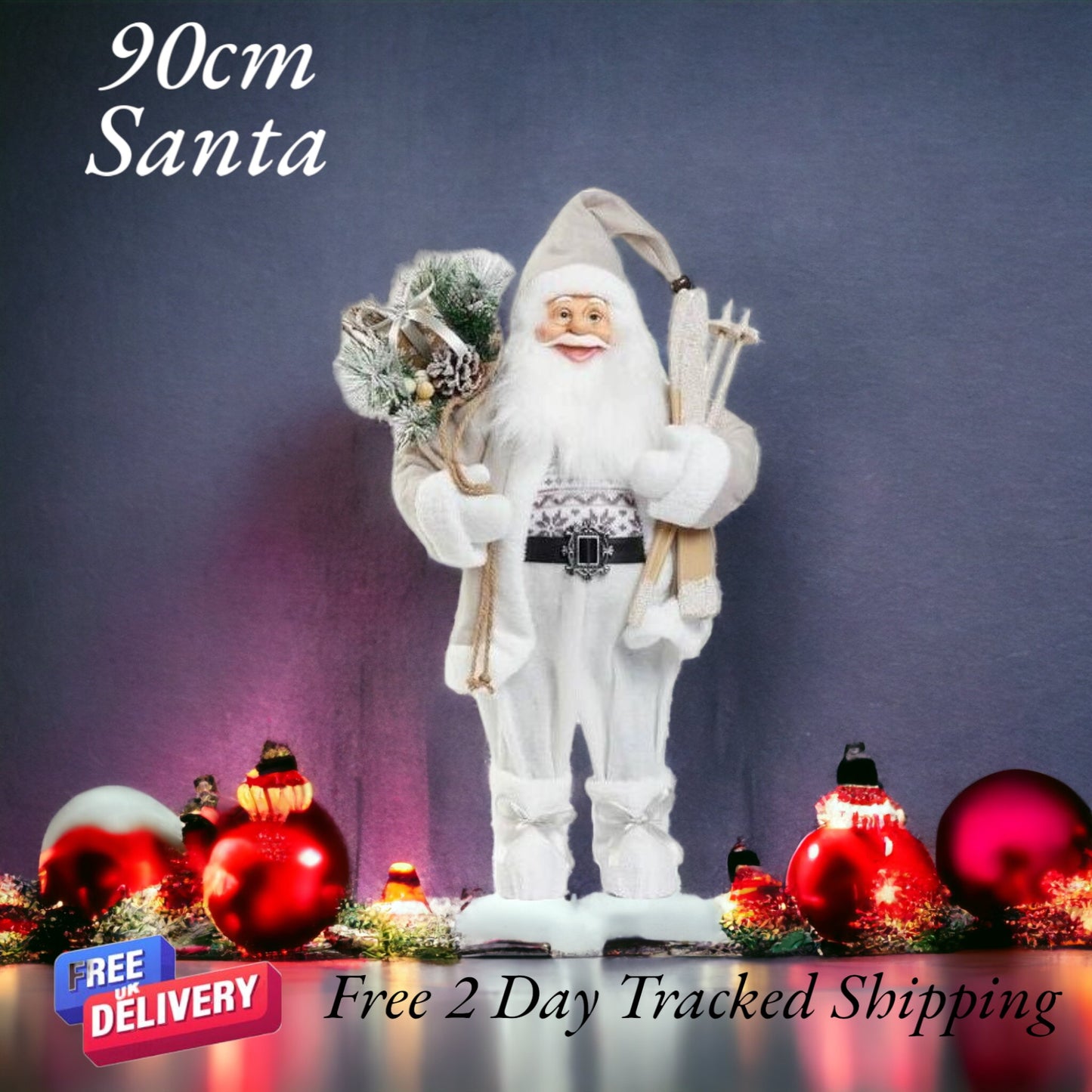XL Santa Decoration Soft Plush Standing Figure- Xmas Statue 90cm