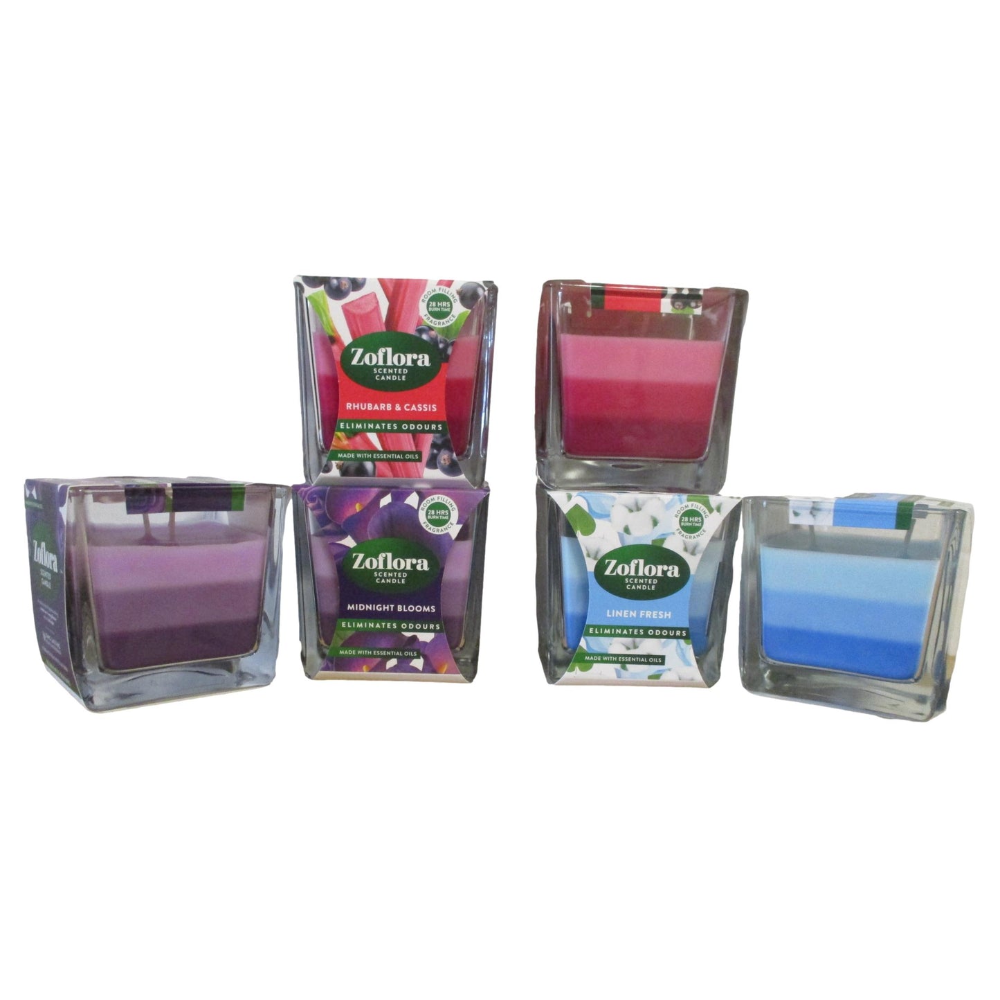 Zoflora Scented Candles - Choice: Midnight Blooms, Rhubarb & Cassis, Linen Fresh